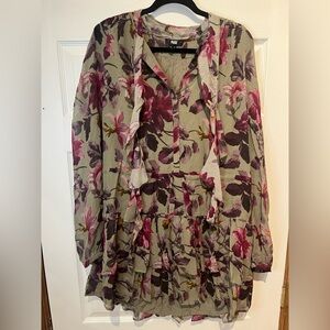 Paige Floral Dress with Long Sleeves 100% Silk